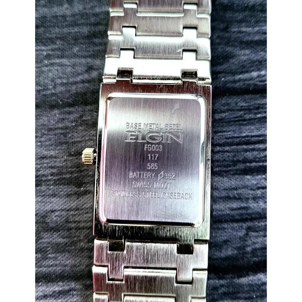 Very Rare Vintage Elgin Swiss‎  2 Tone Mens Retro Tank Watch